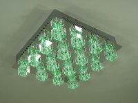 LED+Halogen Kristall Deckenleuchte "Crystal" 16-flammig Fernbedienung Farbwechsler