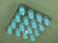 LED+Halogen Kristall Deckenleuchte "Crystal" 16-flammig Fernbedienung Farbwechsler