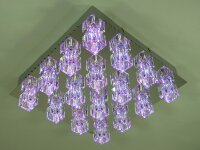LED+Halogen Kristall Deckenleuchte "Crystal" 16-flammig Fernbedienung Farbwechsler