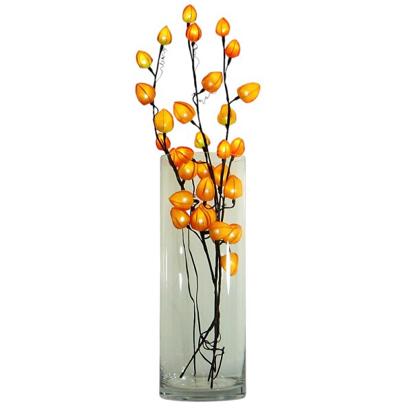 LED Dekoleuchte Lampion 3 Dekozweige orange-gelb/braun 80cm Innen Dekoration