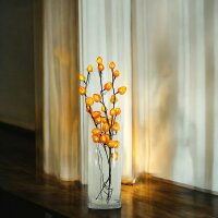 LED Dekoleuchte Lampion 3 Dekozweige orange-gelb/braun 80cm Innen Dekoration