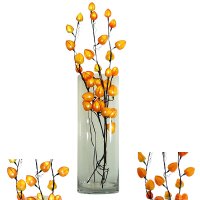 LED Dekoleuchte Lampion 3 Dekozweige orange-gelb/braun 80cm Innen Dekoration
