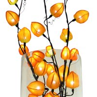 LED Dekoleuchte Lampion 3 Dekozweige orange-gelb/braun 80cm Innen Dekoration
