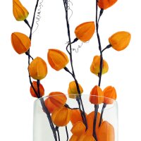 LED Dekoleuchte Lampion 3 Dekozweige orange-gelb/braun 80cm Innen Dekoration