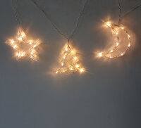 LED Lichterkette Stern-Mond-Baum Fensterdekoration 30 LED warmweiß