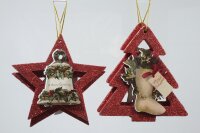 2 x 2er Set Deko-Weihnachtshänger Stern+ Baum...