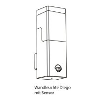 LED Außen-Wandleuchte Diego mit Sensor