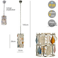 Deckenleuchte Salima Lampe chrom mit Kristallbehang...