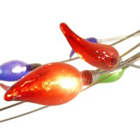 Deckenleuchte "Flamme" 7 flammig Halogenlampe chrom Glas bunt Hängeleuchte Lampe