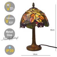 Tischleuchte Corina Echtglas Tiffany Stil Lampe Nachttischleuchte Höhe 37cm