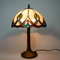 Tischleuchte Chantal 40cm Echtglas Tiffany-Stil Lampe Nachttischleuchte