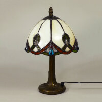 Tischleuchte Chantal 40cm Echtglas Tiffany-Stil Lampe Nachttischleuchte