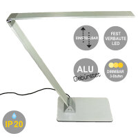 LED Tischleuchte TEMO silber Touch-Dimm-Schalter...