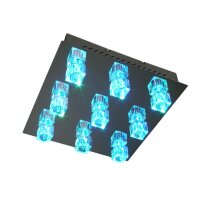 LED+Halogen Kristall Deckenleuchte "Crystal" 9-flammig Fernbedienung Farbwechsler #1