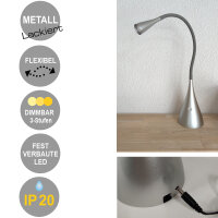 LED Tischleuchte Jonas silber Touch Dimmer Flexarm Tischlampe