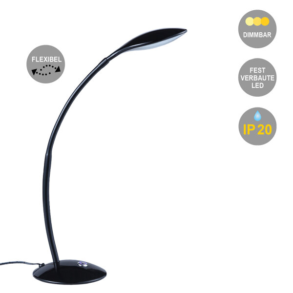 LED Tischleuchte Danko schwarz Schreibtischleuchte Touch Dimmfunktion