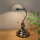 Tischleuchte Bankerslamp mit Zugschalter Nickel-Weiß E27 Schreibtischleuchte