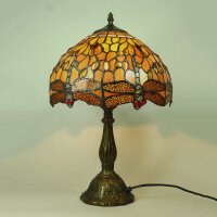 Echtglas Tiffany-Stil Tischleuchte Charlotte Lampe Nachttischleuchte Höhe 46cm