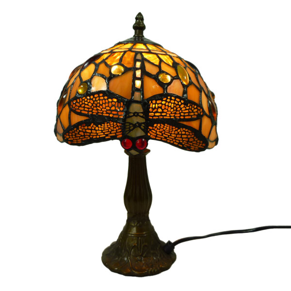 Echtglas Tiffany-Stil Tischleuchte Charlotte Lampe Nachttischleuchte Höhe 33cm