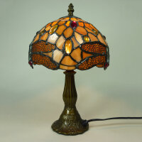 Echtglas Tiffany-Stil Tischleuchte Charlotte Lampe Nachttischleuchte Höhe 33cm