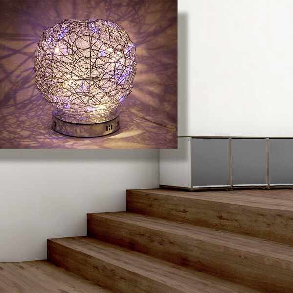 Moderne Halogen + LED Tischleuchte Alissa 30cm Alu-Drahtgeflecht Kugel-Deko-Lampe #1