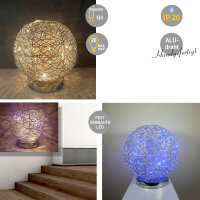 Moderne Halogen + LED Tischleuchte Alissa 30cm Alu-Drahtgeflecht Kugel-Deko-Lampe #1