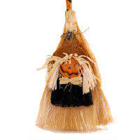 Reisigbesen mit Beleuchtung Broom Pumpkin...