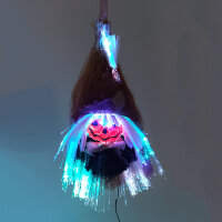 Reisigbesen mit Beleuchtung Broom Pumpkin  Halloween-Dekoration farbwechselnd  Geschenkidee