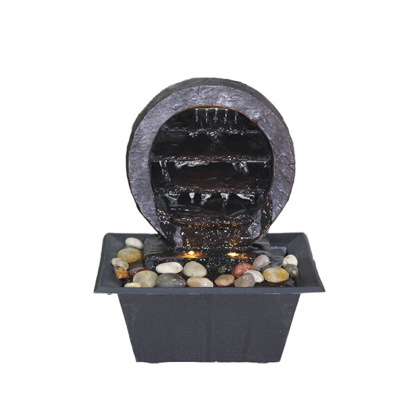 Zimmer-Tischbrunnen mit LED Beleuchtung Zen rund Springbrunnen Raumbefeuchter #1