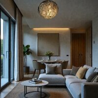 LED + Halogen Decken-Wand-Leuchte KARINA 50cm Fernbedienung Aluminium-Chrom Dekolampe #1