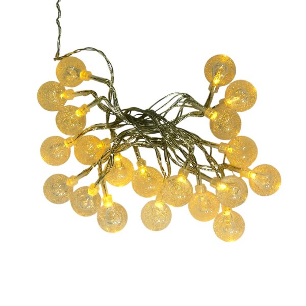 LED Lichterkette BALL 20 flammig Kugellichterkette Batterie betrieben Dekolicht warmweiß