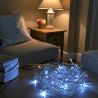 LED Pailetten Girlande 20 flg. Lichterkette Batteriebetrieben Dekolicht Tischdek kaltweiß