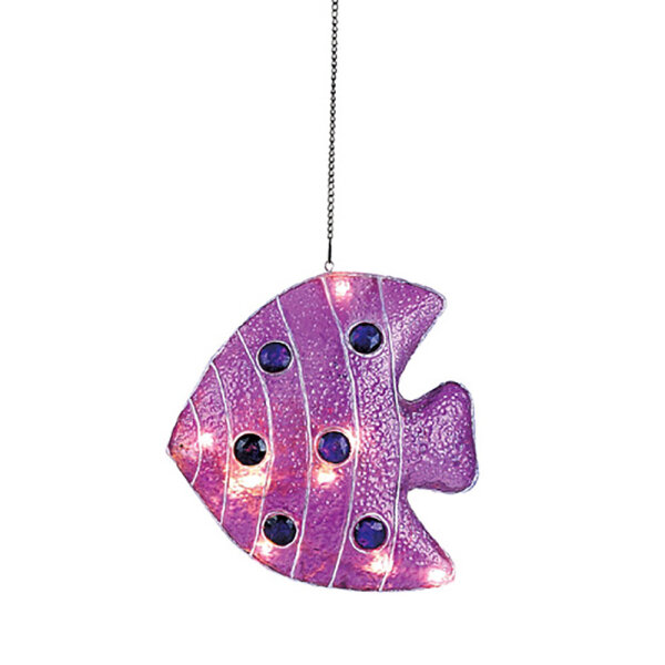 Dekoleuchte Fisch Lampe Fiberglas Lichterkette 10 flg. Dekoration Kinderleuchte lila