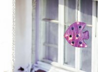 Dekoleuchte Fisch Lampe Fiberglas Lichterkette 10 flg. Dekoration Kinderleuchte lila