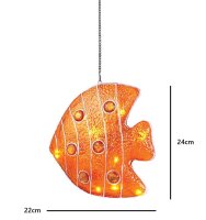 Dekoleuchte Fisch Lampe Fiberglas Lichterkette 10 flg. Dekoration Kinderleuchte orange