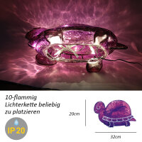 Dekoleuchte Schildkröte Turtle aus Fiberglas + Lichterkette Lampe lila