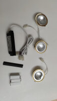 Einbauleuchten 3 er Set Messing, Niedervolt, Möbeleinbauleuchten
