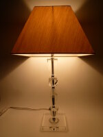 Edle Kristallfuß Tischleuchte TAMAS  mit Stoffschirm Kristallleuchte Tischlampe
