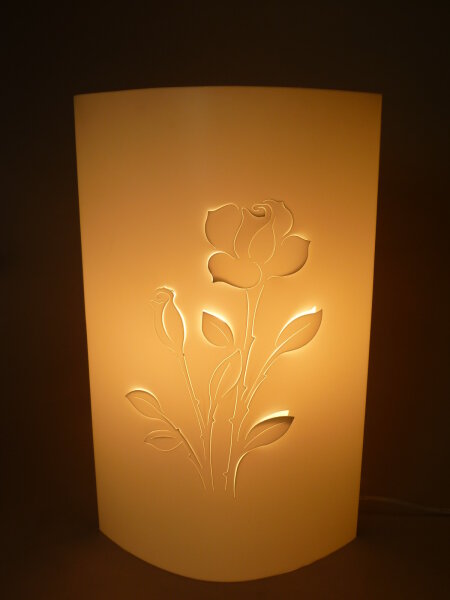 Elegante wunderschöne Tischleuchte Rose Dekolampe mit Rosenmotiv Fensterlampe