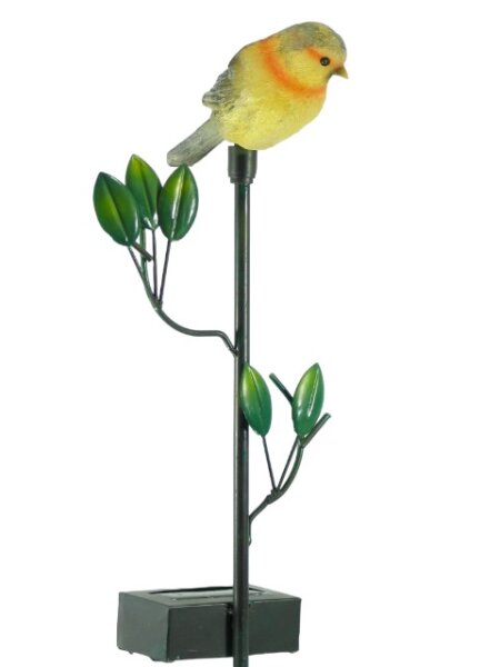 Gartenstecker Vogel Deko-Gartenbeleuchtung Solarleuchte  grau-gelb/schwarz einzeln