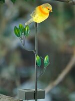 Gartenstecker Vogel Deko-Gartenbeleuchtung Solarleuchte  grau-gelb/schwarz einzeln