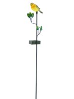 Gartenstecker Vogel Deko-Gartenbeleuchtung Solarleuchte  grau-gelb/schwarz einzeln
