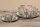 Glas Windlichtset 5 tlg. silberfarben m. Glitzerrand