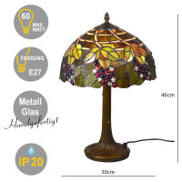 Tischleuchte Corina Echtglas Tiffany Stil Lampe Nachttischleuchte Höhe 47cm