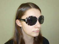 Hochwertige moderne Damen Sonnenbrille der Marke Dapo, diverse Modelle rund Modell 10 schwarz-grau