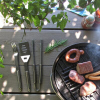 Hochwertiges 3 teiliges Edelstahl Barbeque Grillbesteck Grillzubehör Geschenk