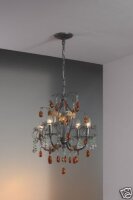 Kristall - Decken-Pendelleuchte Venezia 4 flg. Metall Glasornamente Kronleuchter