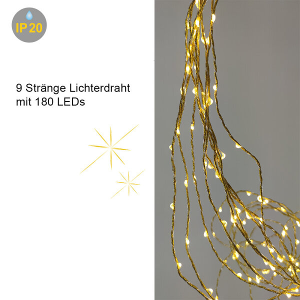 LED Girlande Gold Warmweiß 180 flammig Innen Dekorationsbeleuchtung Dekoleuchte