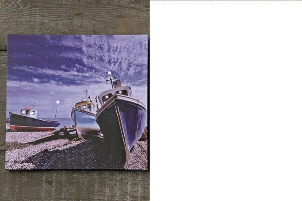 LED Leinwandbild Boot 30 x 30cm Strand Kerzen 40x60cm Bild Leuchtbild Wandbild Boot