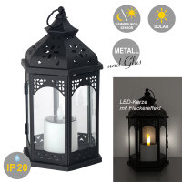 LED Solar Laterne Ramona Kerzen-Flackerlicht Solarleuchte Dekolampe Geschenk schwarz